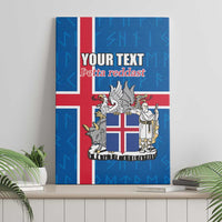 Personalized Iceland Coat of Arms Canvas Wall Art Runic Alphabet Viking Runes Pattern