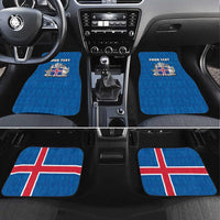 Personalized Iceland Coat of Arms Car Mats Runic Alphabet Viking Runes Pattern
