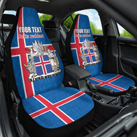 Personalized Iceland Coat of Arms Car Seat Cover Runic Alphabet Viking Runes Pattern