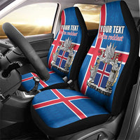 Personalized Iceland Coat of Arms Car Seat Cover Runic Alphabet Viking Runes Pattern
