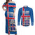 Personalized Iceland Coat of Arms Couples Matching Off Shoulder Maxi Dress and Long Sleeve Button Shirt Runic Alphabet Viking Runes Pattern