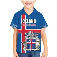 Personalized Iceland Coat of Arms Family Matching Mermaid Dress and Hawaiian Shirt Runic Alphabet Viking Runes Pattern