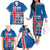 Personalized Iceland Coat of Arms Family Matching Off The Shoulder Long Sleeve Dress and Hawaiian Shirt Runic Alphabet Viking Runes Pattern
