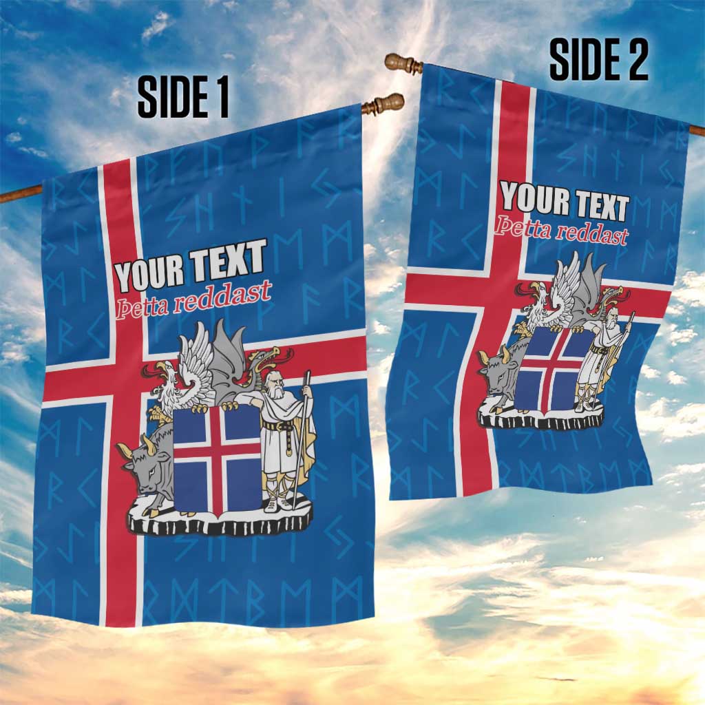Personalized Iceland Coat of Arms Garden Flag Runic Alphabet Viking Runes Pattern