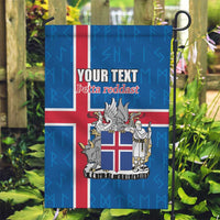 Personalized Iceland Coat of Arms Garden Flag Runic Alphabet Viking Runes Pattern