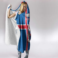 Personalized Iceland Coat of Arms Hooded Blanket Runic Alphabet Viking Runes Pattern