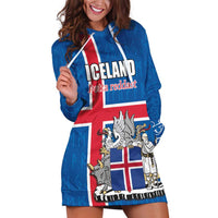 Personalized Iceland Coat of Arms Hoodie Dress Runic Alphabet Viking Runes Pattern