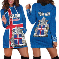 Personalized Iceland Coat of Arms Hoodie Dress Runic Alphabet Viking Runes Pattern
