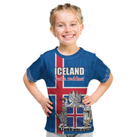 Personalized Iceland Coat of Arms Kid T Shirt Runic Alphabet Viking Runes Pattern