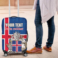 Personalized Iceland Coat of Arms Luggage Cover Runic Alphabet Viking Runes Pattern