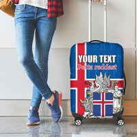 Personalized Iceland Coat of Arms Luggage Cover Runic Alphabet Viking Runes Pattern
