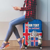 Personalized Iceland Coat of Arms Luggage Cover Runic Alphabet Viking Runes Pattern