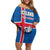 Personalized Iceland Coat of Arms Off Shoulder Short Dress Runic Alphabet Viking Runes Pattern