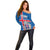 Personalized Iceland Coat of Arms Off Shoulder Sweater Runic Alphabet Viking Runes Pattern