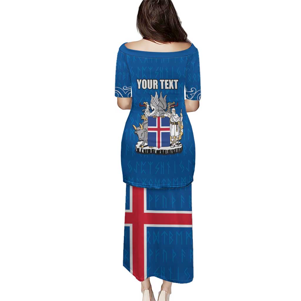 Personalized Iceland Coat of Arms Puletasi Runic Alphabet Viking Runes Pattern