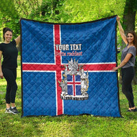 Personalized Iceland Coat of Arms Quilt Runic Alphabet Viking Runes Pattern