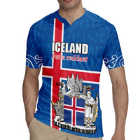 Personalized Iceland Coat of Arms Rugby Jersey Runic Alphabet Viking Runes Pattern
