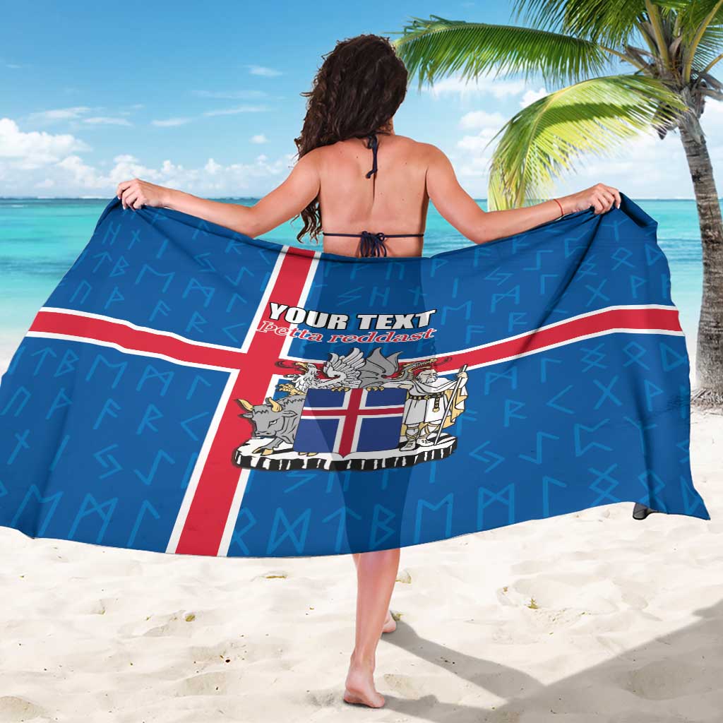 Personalized Iceland Coat of Arms Sarong Runic Alphabet Viking Runes Pattern