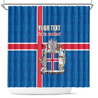 Personalized Iceland Coat of Arms Shower Curtain Runic Alphabet Viking Runes Pattern