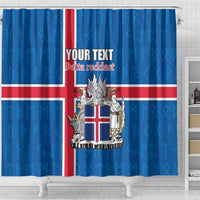 Personalized Iceland Coat of Arms Shower Curtain Runic Alphabet Viking Runes Pattern