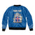 Personalized Iceland Coat of Arms Sleeve Zip Bomber Jacket Runic Alphabet Viking Runes Pattern