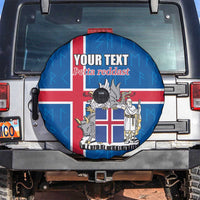 Personalized Iceland Coat of Arms Spare Tire Cover Runic Alphabet Viking Runes Pattern