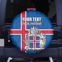 Personalized Iceland Coat of Arms Spare Tire Cover Runic Alphabet Viking Runes Pattern