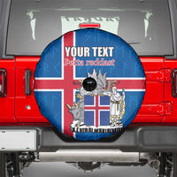 Personalized Iceland Coat of Arms Spare Tire Cover Runic Alphabet Viking Runes Pattern