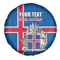 Personalized Iceland Coat of Arms Spare Tire Cover Runic Alphabet Viking Runes Pattern