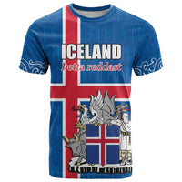 Personalized Iceland Coat of Arms T Shirt Runic Alphabet Viking Runes Pattern