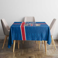 Personalized Iceland Coat of Arms Tablecloth Runic Alphabet Viking Runes Pattern