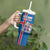 Personalized Iceland Coat of Arms Tumbler With Handle Runic Alphabet Viking Runes Pattern