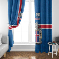 Personalized Iceland Coat of Arms Window Curtain Runic Alphabet Viking Runes Pattern