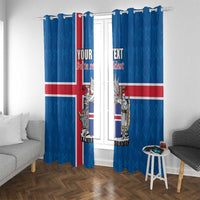 Personalized Iceland Coat of Arms Window Curtain Runic Alphabet Viking Runes Pattern