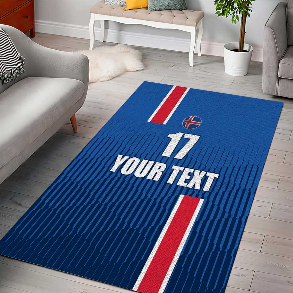 Custom Iceland Football Area Rug Blue with Flag Style