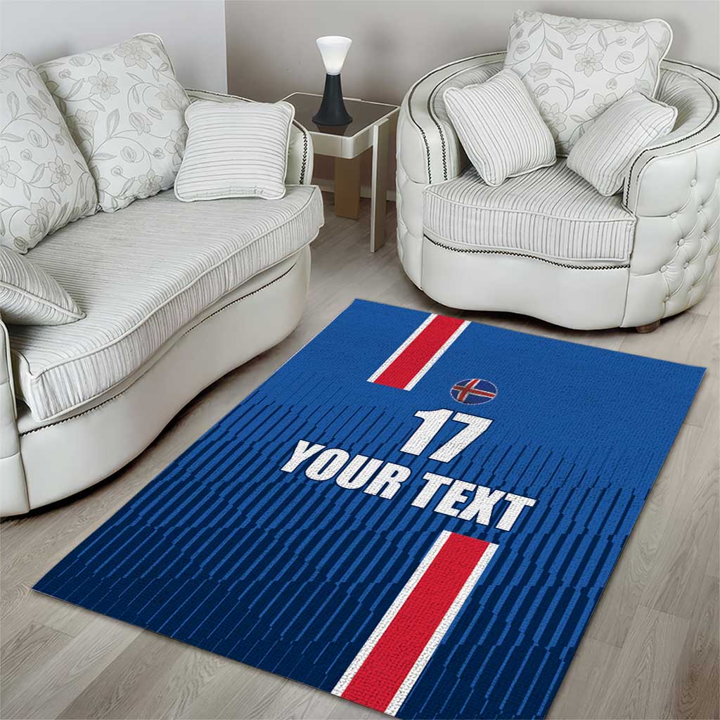Custom Iceland Football Area Rug Blue with Flag Style