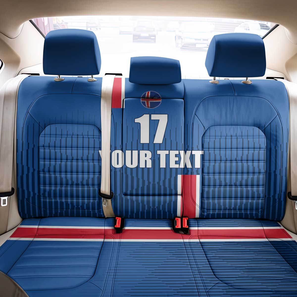 Custom Iceland Football Back Car Seat Cover Blue with Flag Style