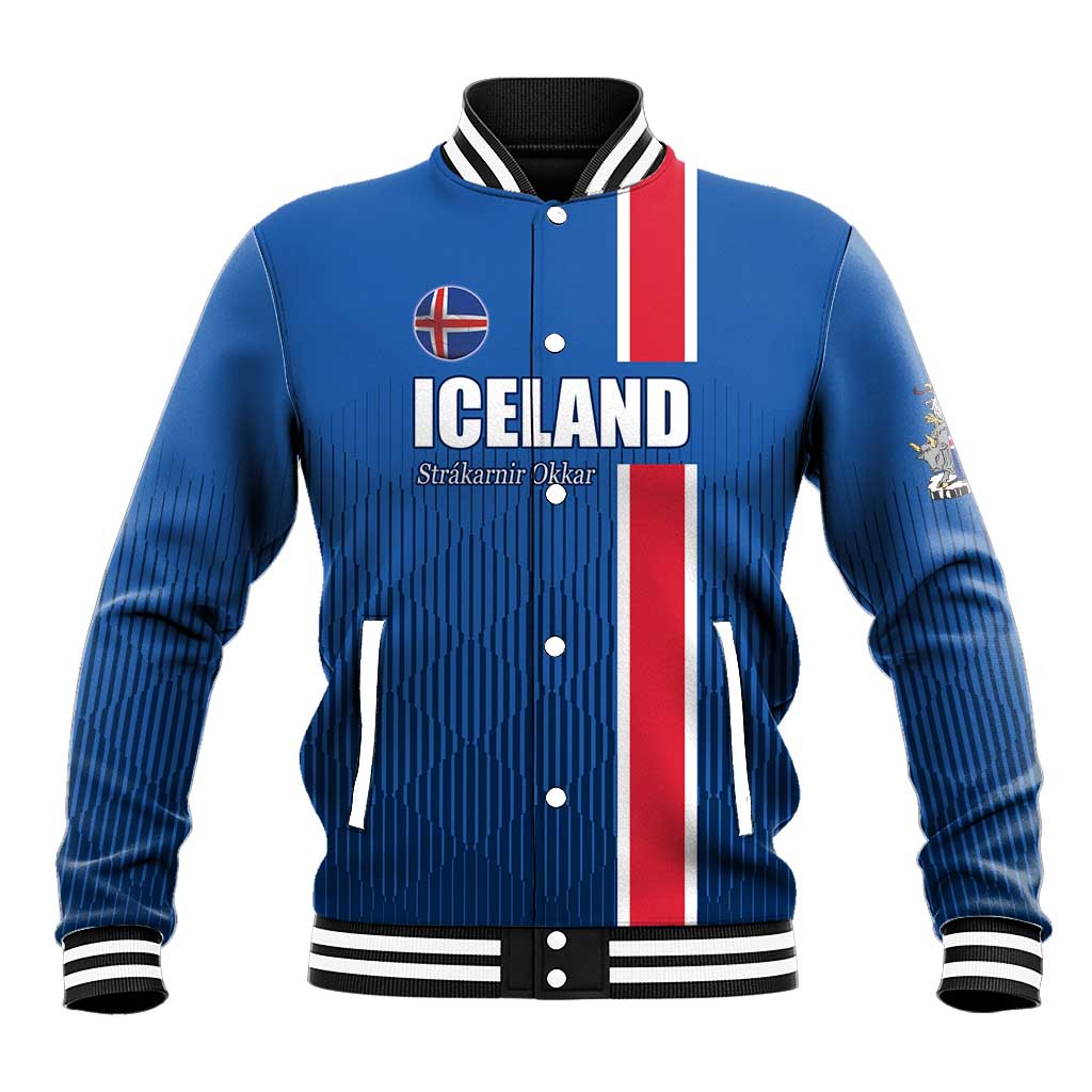 Custom Iceland Football Baseball Jacket Blue with Flag Style