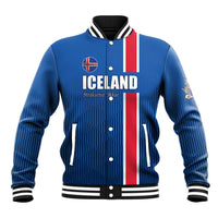 Custom Iceland Football Baseball Jacket Blue with Flag Style