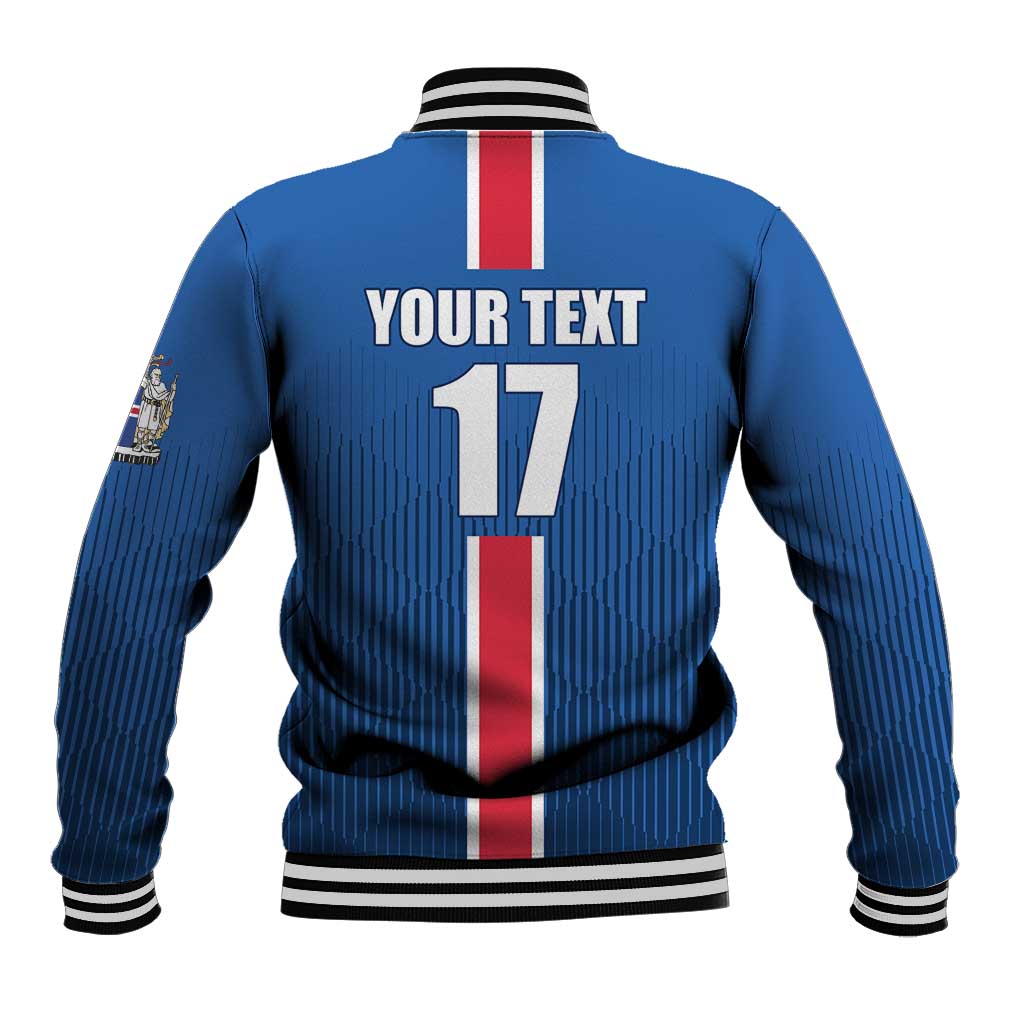 Custom Iceland Football Baseball Jacket Blue with Flag Style