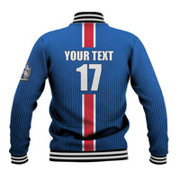 Custom Iceland Football Baseball Jacket Blue with Flag Style