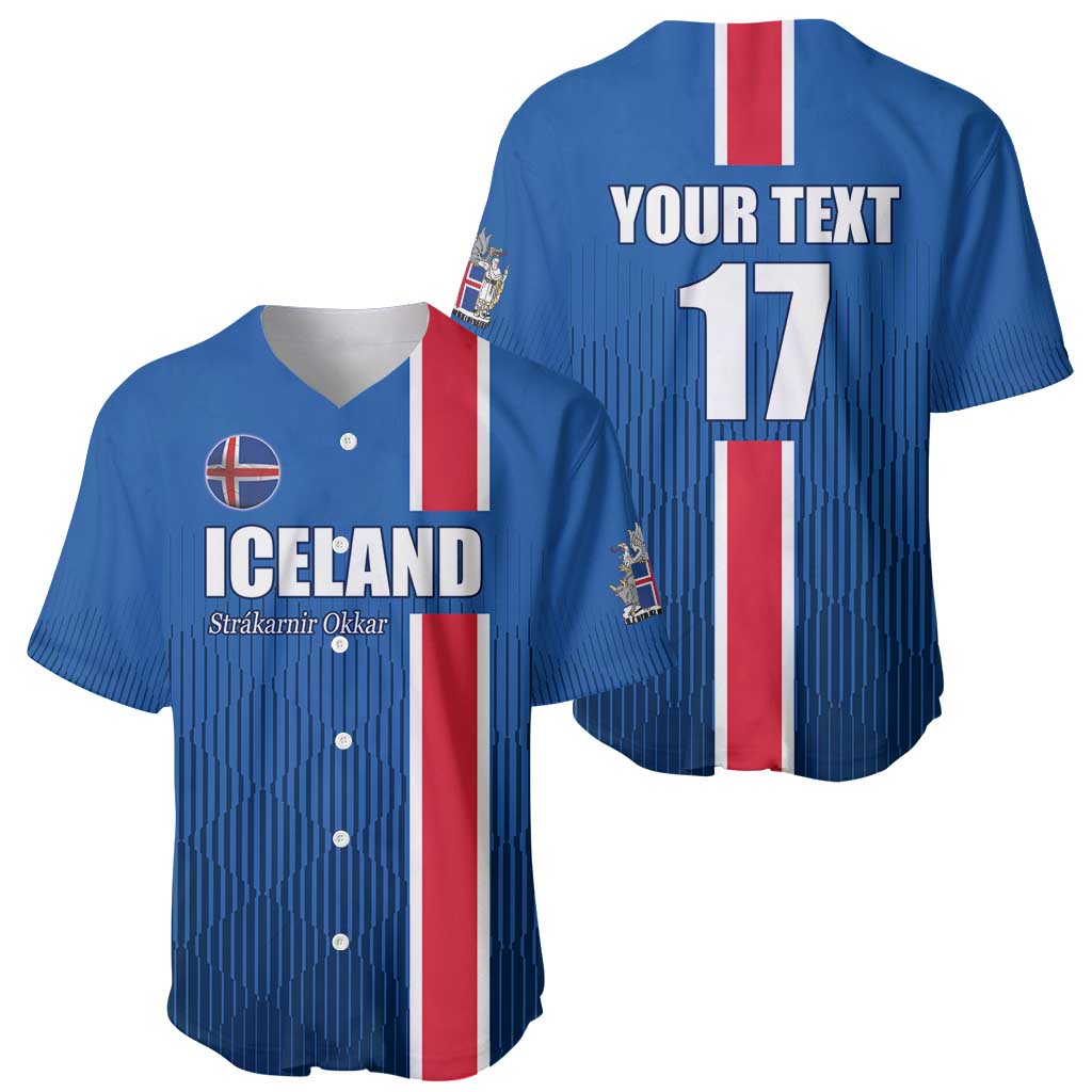 Custom Iceland Football Baseball Jersey Blue with Flag Style