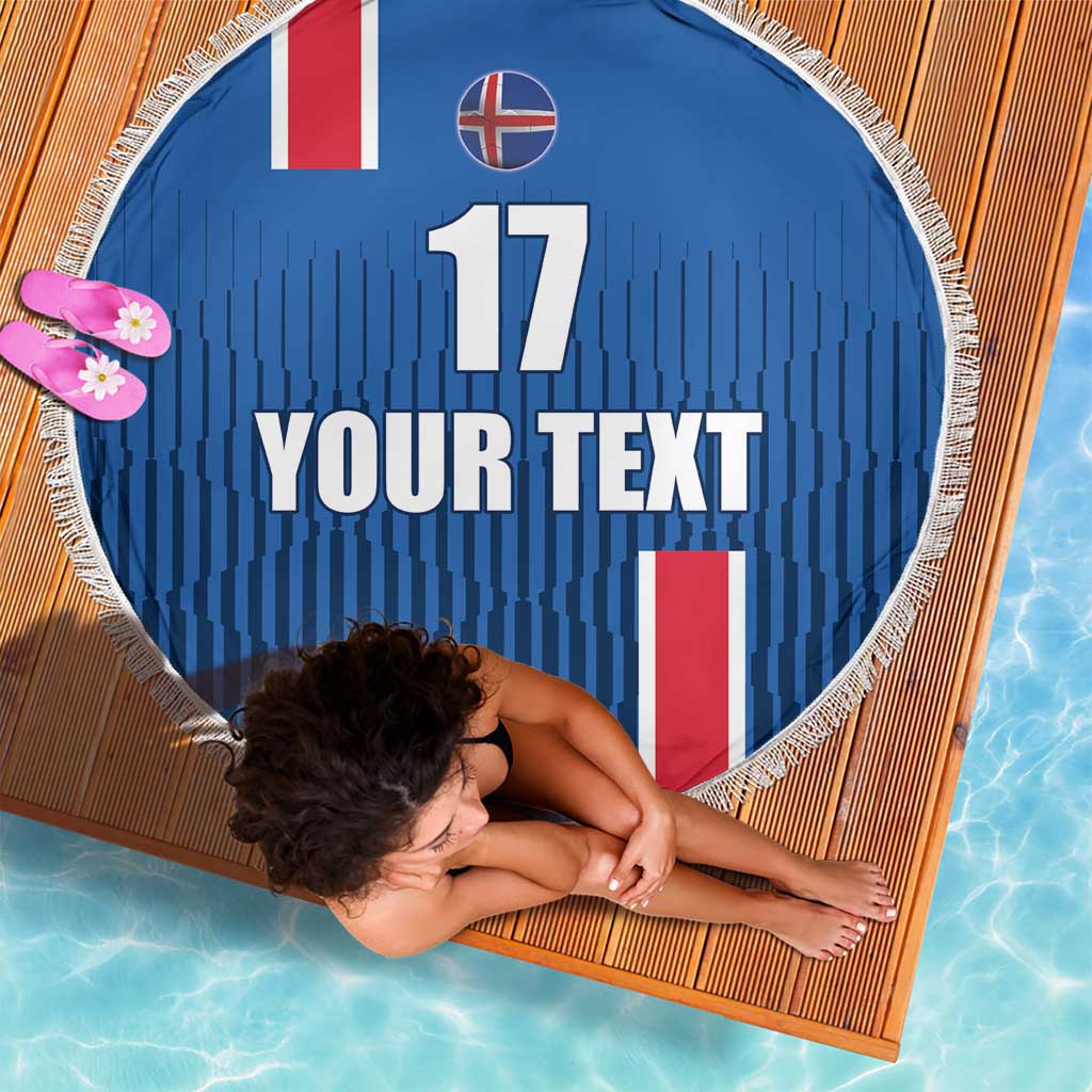 Custom Iceland Football Beach Blanket Blue with Flag Style