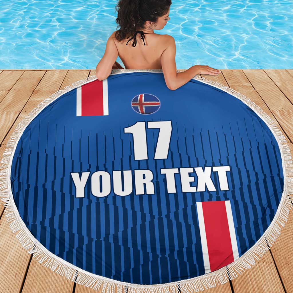 Custom Iceland Football Beach Blanket Blue with Flag Style