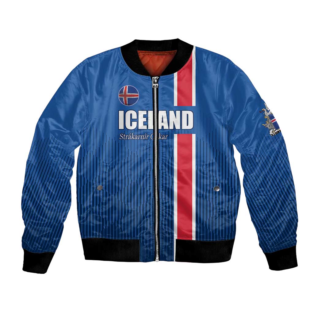 Custom Iceland Football Bomber Jacket Blue with Flag Style