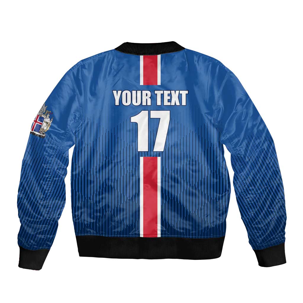 Custom Iceland Football Bomber Jacket Blue with Flag Style