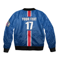 Custom Iceland Football Bomber Jacket Blue with Flag Style