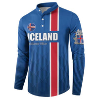 Custom Iceland Football Button Sweatshirt Blue with Flag Style