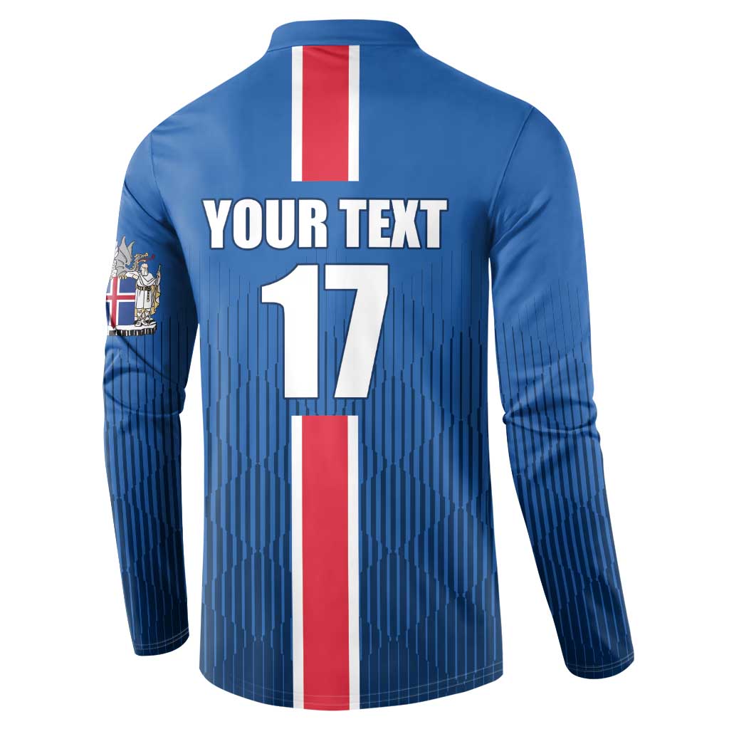 Custom Iceland Football Button Sweatshirt Blue with Flag Style