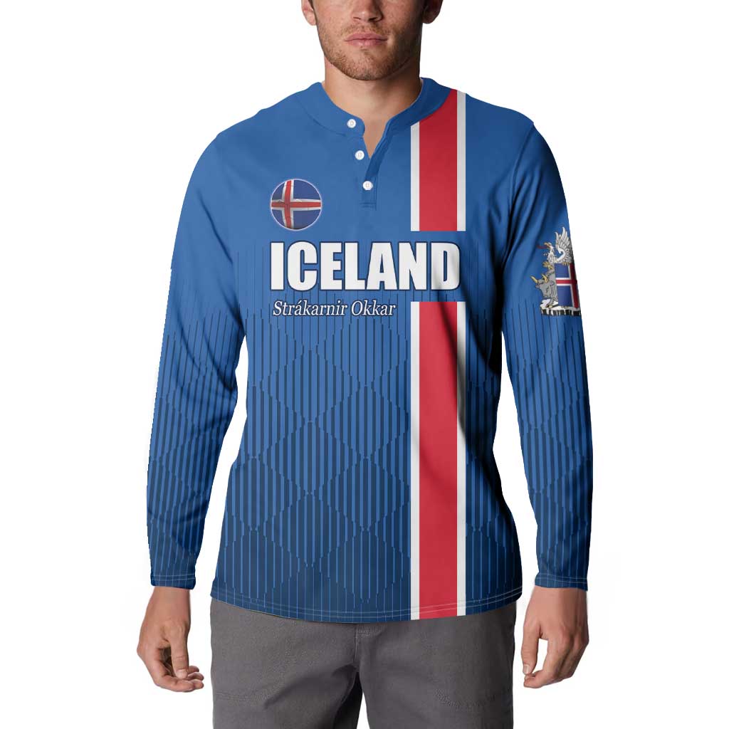 Custom Iceland Football Button Sweatshirt Blue with Flag Style
